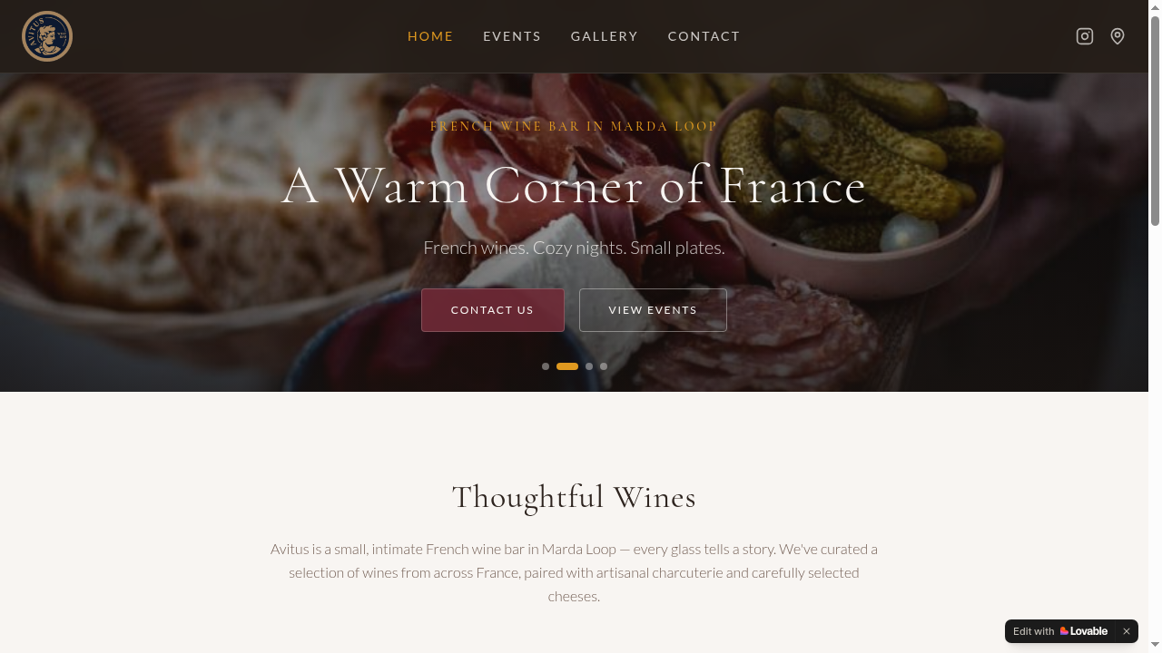Avitus Wine Bar — Wine Bar Site by Adrienne Nicole