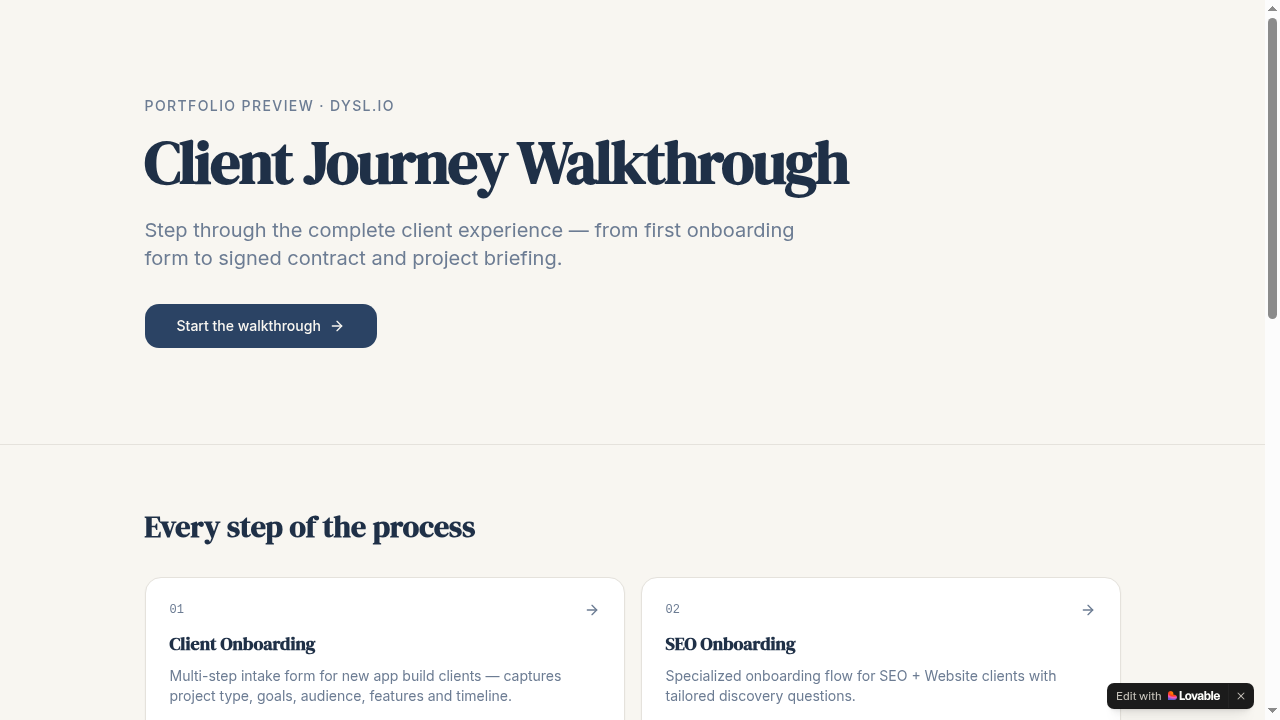 DYSL.io — Client Journey — Marketing Funnel & Onboarding Flow by Adrienne Nicole