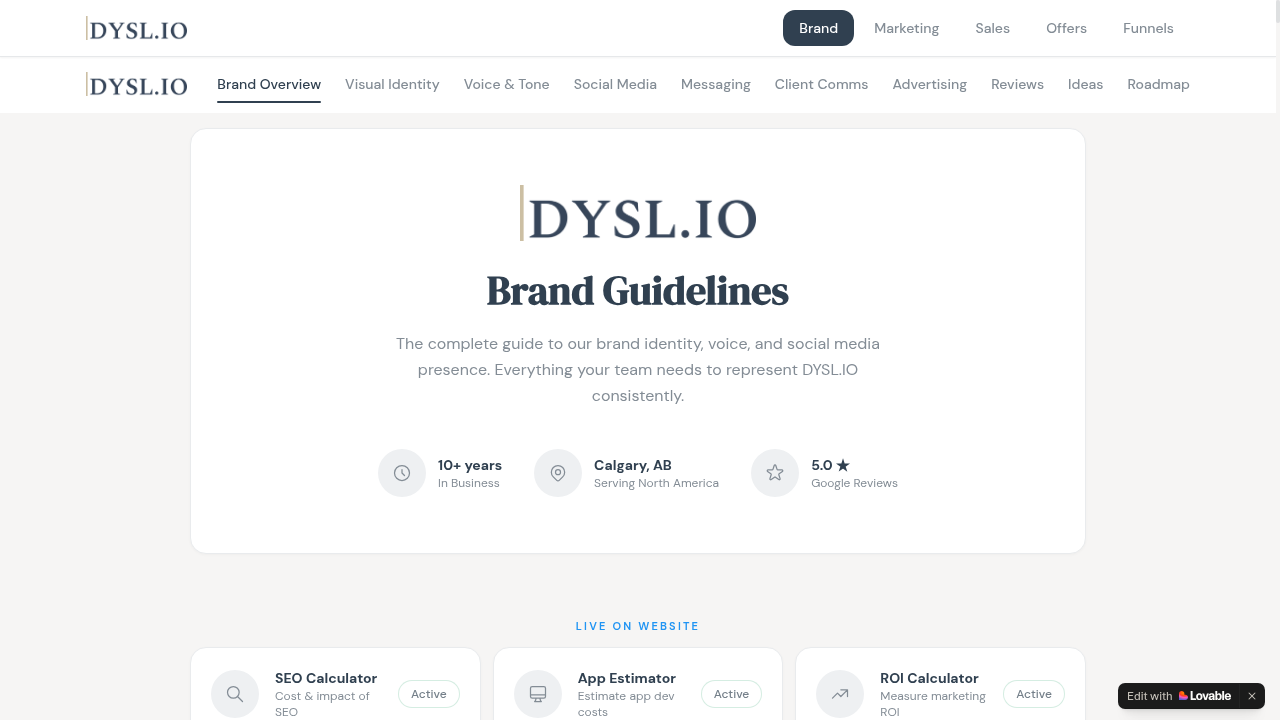 DYSL.io — Brand Kit & Funnels Hub — Brand Guidelines · Marketing · Sales · Funnels by Adrienne Nicole