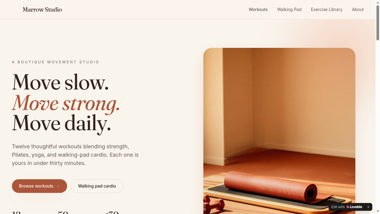 Marrow Studio — Boutique Movement Studio Site by Adrienne Nicole